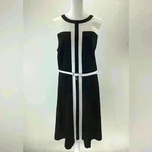 18W ROZ & ALI Women Sheath Dress Midi Black & White Lined Sleeveless D20